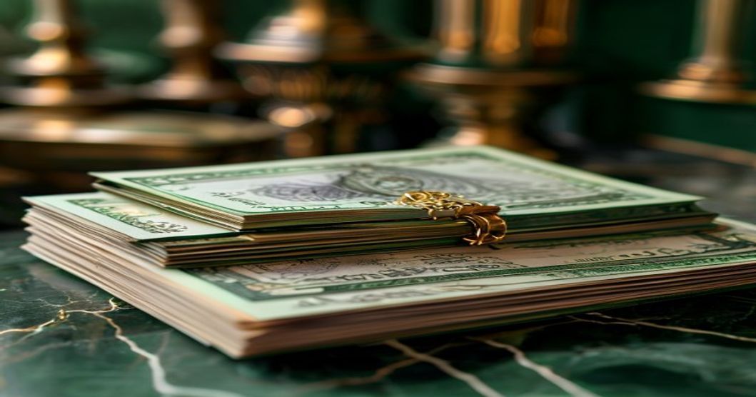 A ship navigating stormy seas, guided by a lighthouse representing the stability of real estate note investments.